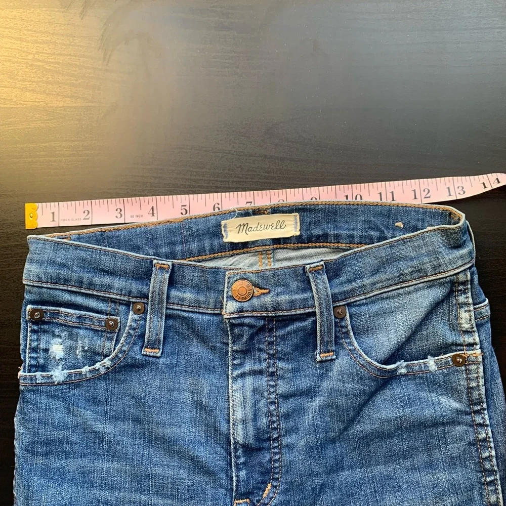 Madewell Blue Denim Distressed Knee/Hem Skinny Jeans Size 26 - Picture 7 of 10